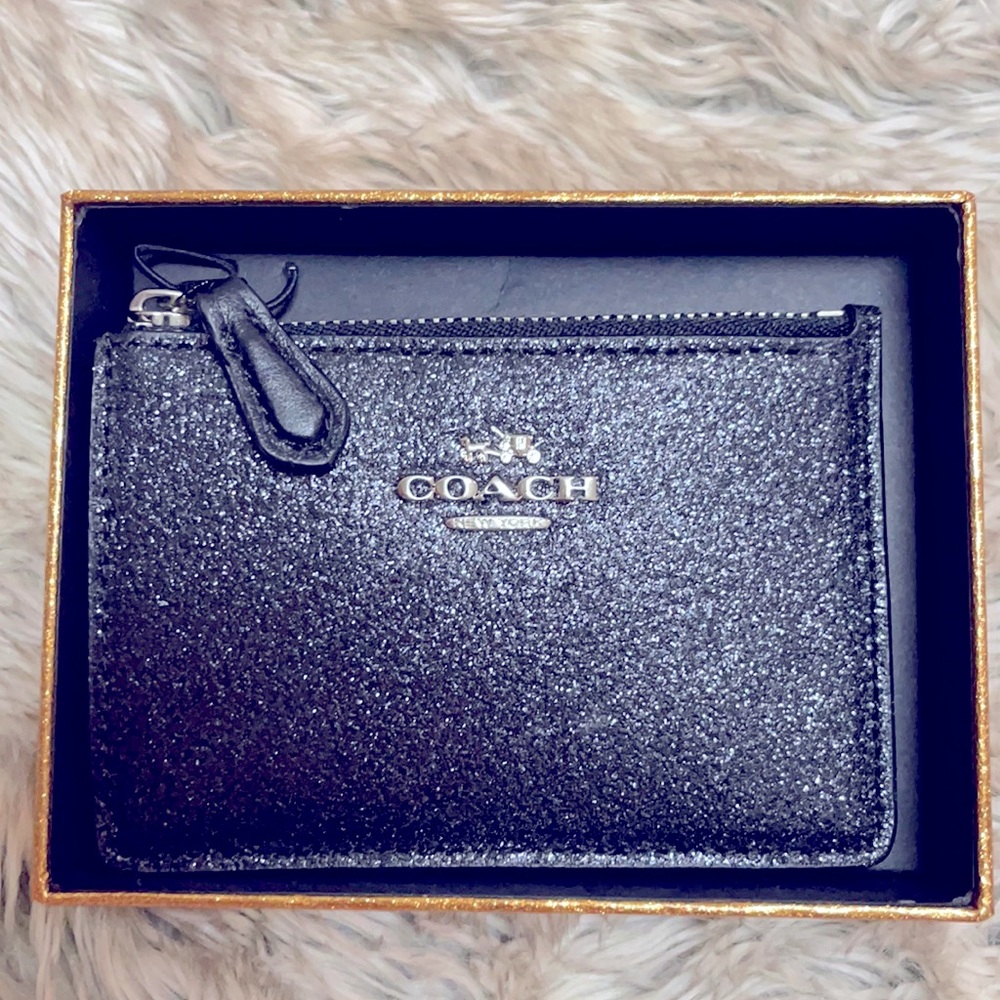 Black glittery Coach wallet mini ID NIB